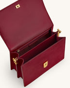 JWPE - Mini Flap Faux Suede Croc Embossed Crossbody - Burgundy