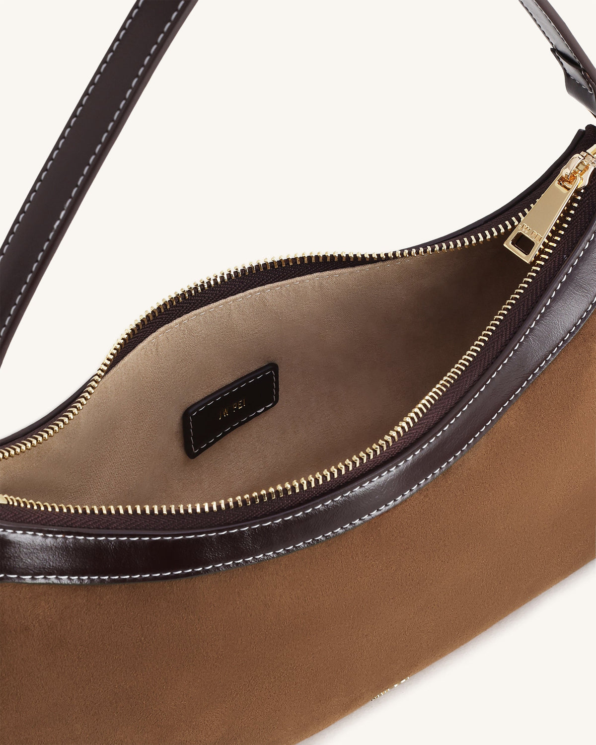 JWPE - Lily Faux Suede Shoulder Bag - Dark Brown