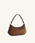 JWPE - Lily Faux Suede Shoulder Bag - Dark Brown