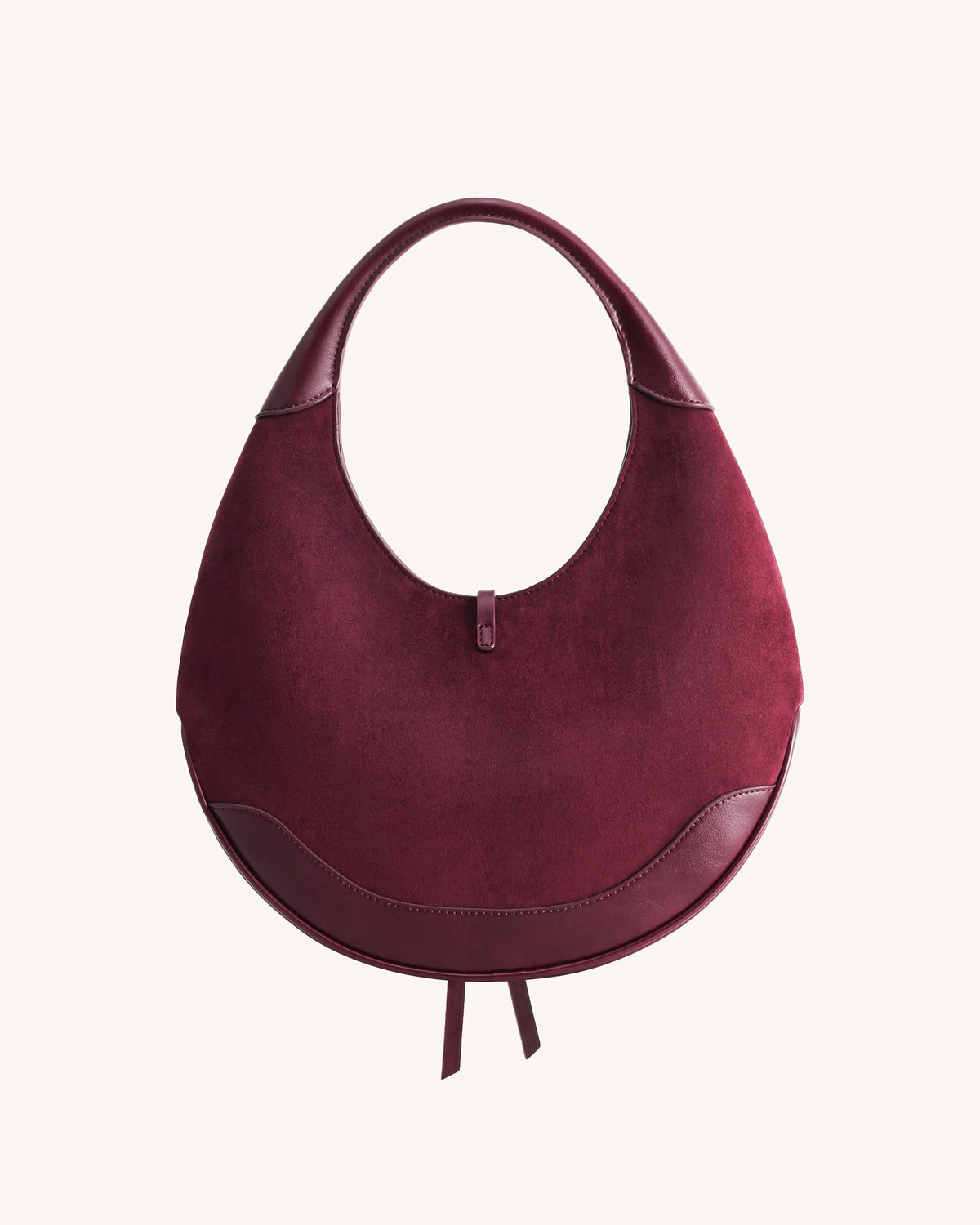 JWPE - Colette Faux Suede Crescent Hobo Bag - Deep Claret