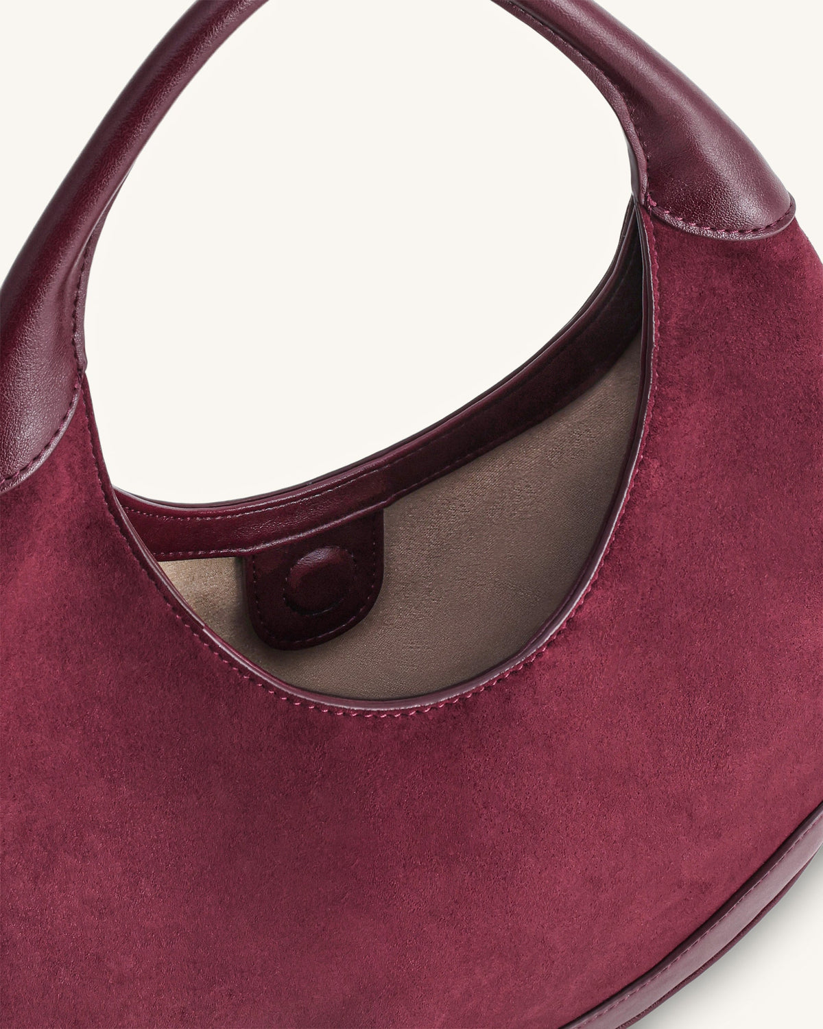 JWPE - Colette Faux Suede Crescent Hobo Bag - Deep Claret