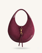 JWPE - Colette Faux Suede Crescent Hobo Bag - Deep Claret