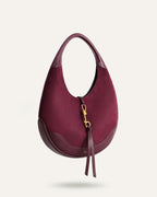 JWPE - Colette Faux Suede Crescent Hobo Bag - Deep Claret