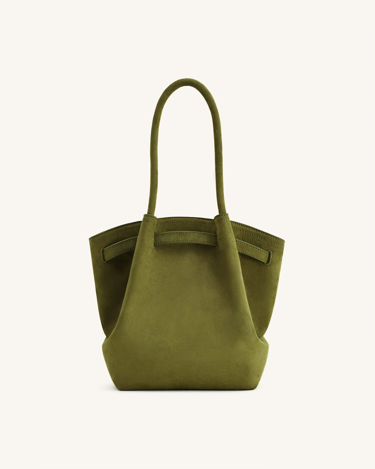 JWPE - Hana Column Faux Suede Tote Bag - Olive Green