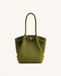 JWPE - Hana Column Faux Suede Tote Bag - Olive Green