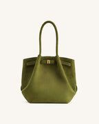 JWPE - Hana Column Faux Suede Tote Bag - Olive Green