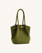 JWPE - Hana Column Faux Suede Tote Bag - Olive Green
