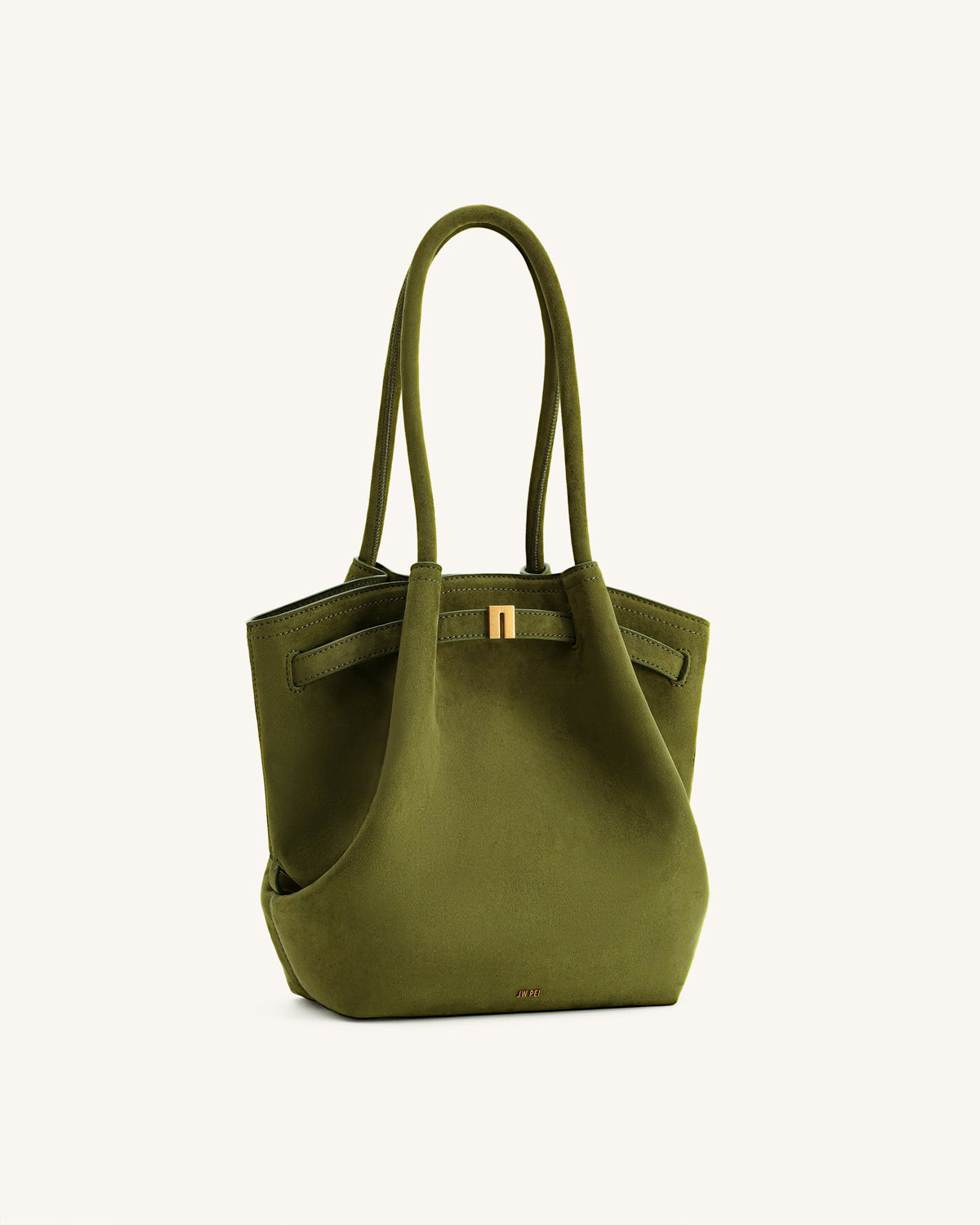 JWPE - Hana Column Faux Suede Tote Bag - Olive Green