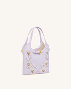 JWPE - Brooke Mini Belted Embellished Orchid Beaded Top Handle Bag - Lavender