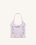 JWPE - Brooke Mini Belted Embellished Orchid Beaded Top Handle Bag - Lavender