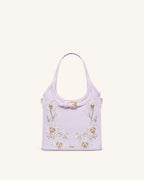 JWPE - Brooke Mini Belted Embellished Orchid Beaded Top Handle Bag - Lavender