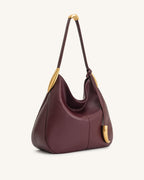 JWPE - Nina Metal Charm Hobo Bag - Burgundy