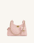 JWPE - Vivian Faux Suede Quilted Shoulder Bag - Pink