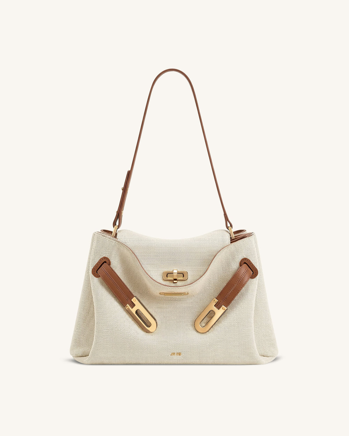 JWPE - Rhea Double Buckle Shoulder Bag - Brown Canvas