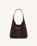 JWPE - Alina Faux Suede Hobo Bag - Chocolate Brown
