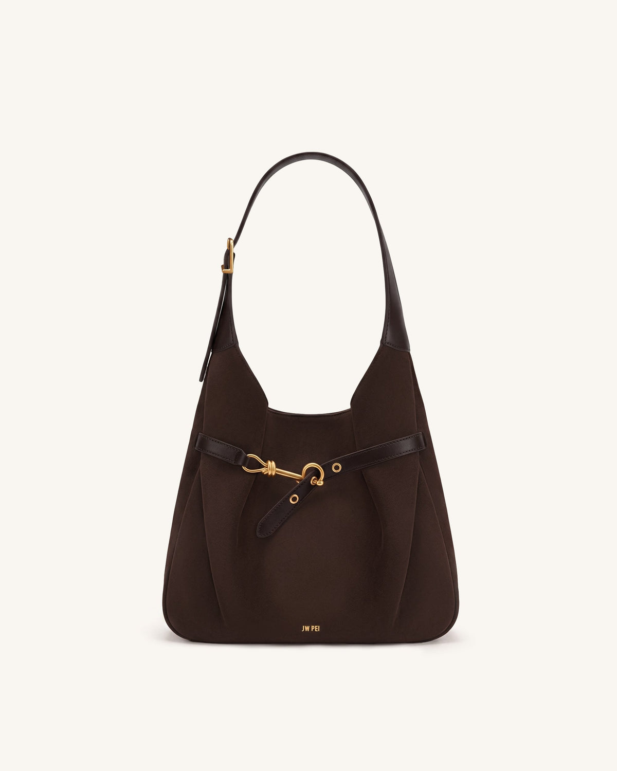 JWPE - Alina Faux Suede Hobo Bag - Chocolate Brown