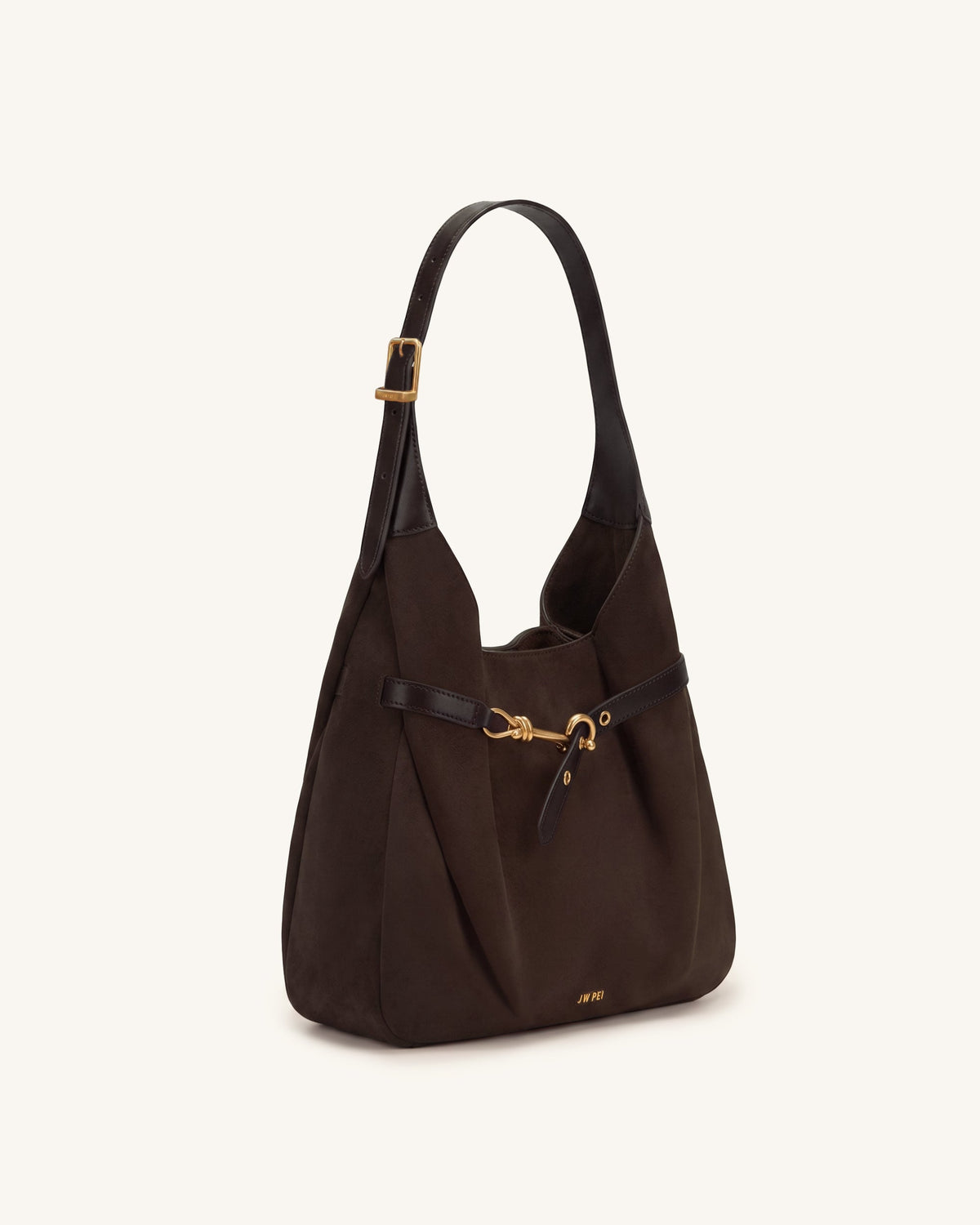 JWPE - Alina Faux Suede Hobo Bag - Chocolate Brown