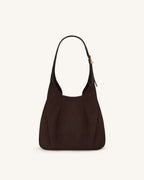 JWPE - Alina Faux Suede Hobo Bag - Chocolate Brown