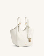 JWPE - Ines Faux Ostrich Padlock Tote Bag - White