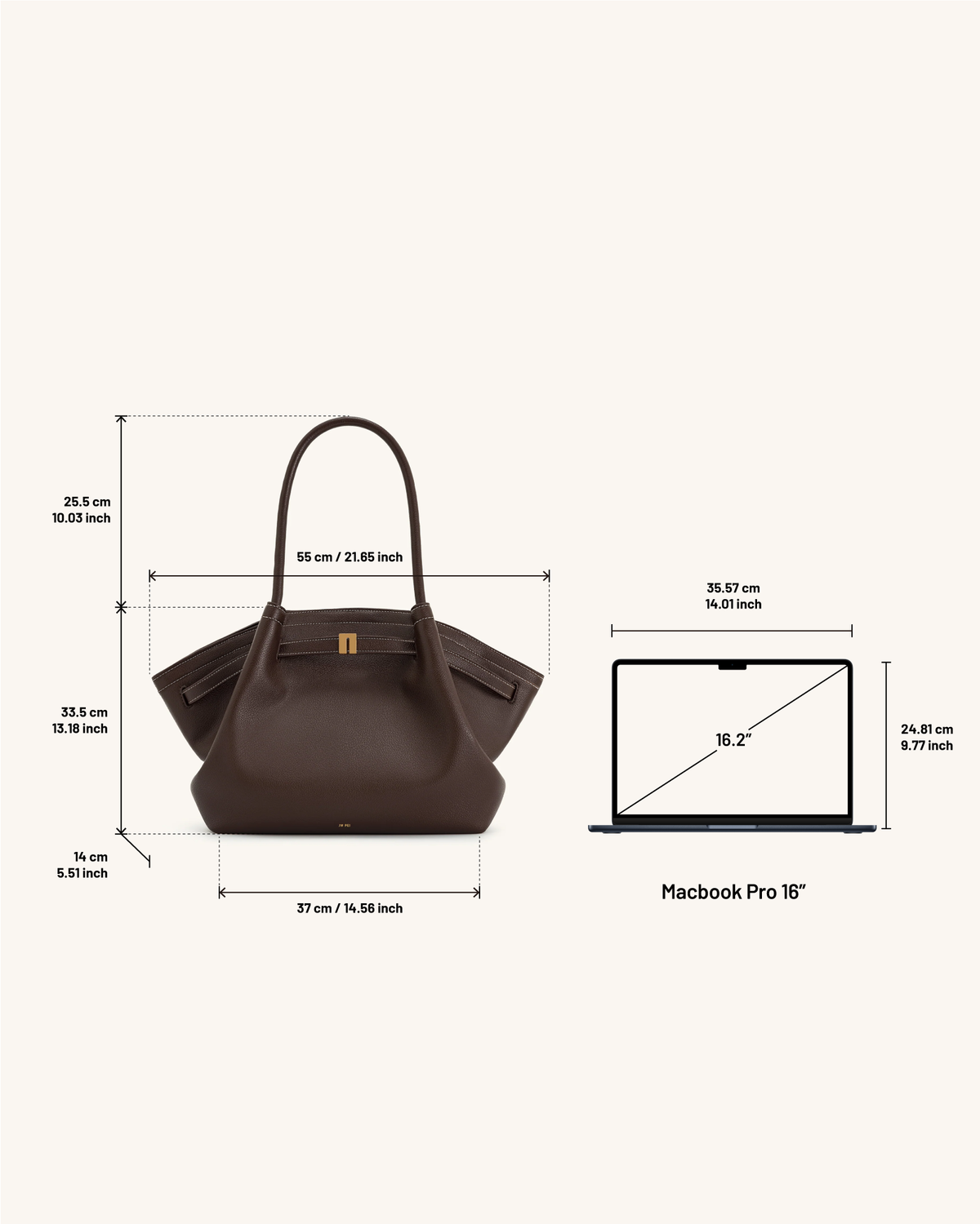 JWPE - Hana Large Tote Bag - Dark Brown