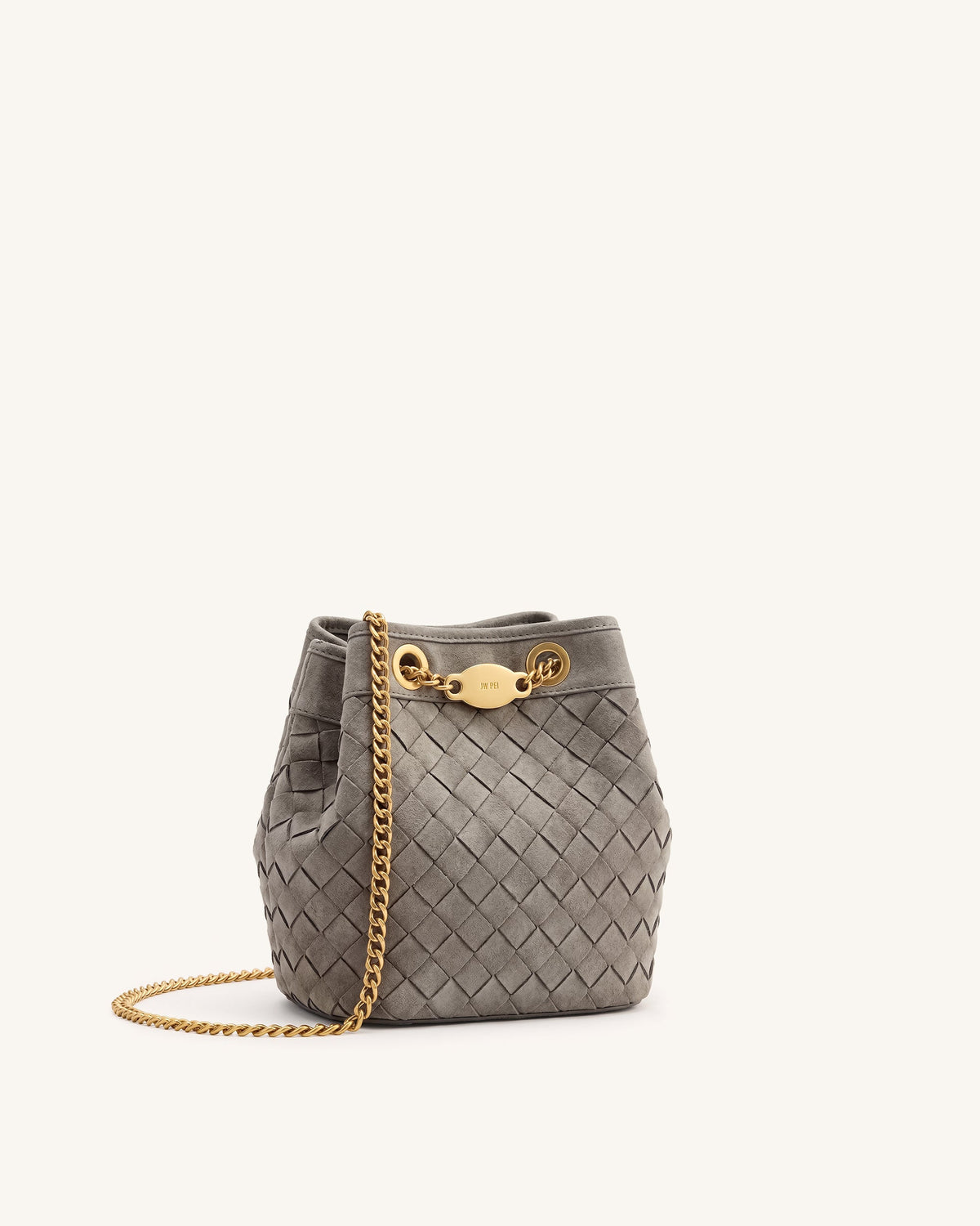 JWPE - Yara Faux Suede Hand-Woven Bucket Bag - Grey
