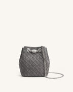 JWPE - Yara Faux Suede Hand-Woven Bucket Bag - Dark Grey
