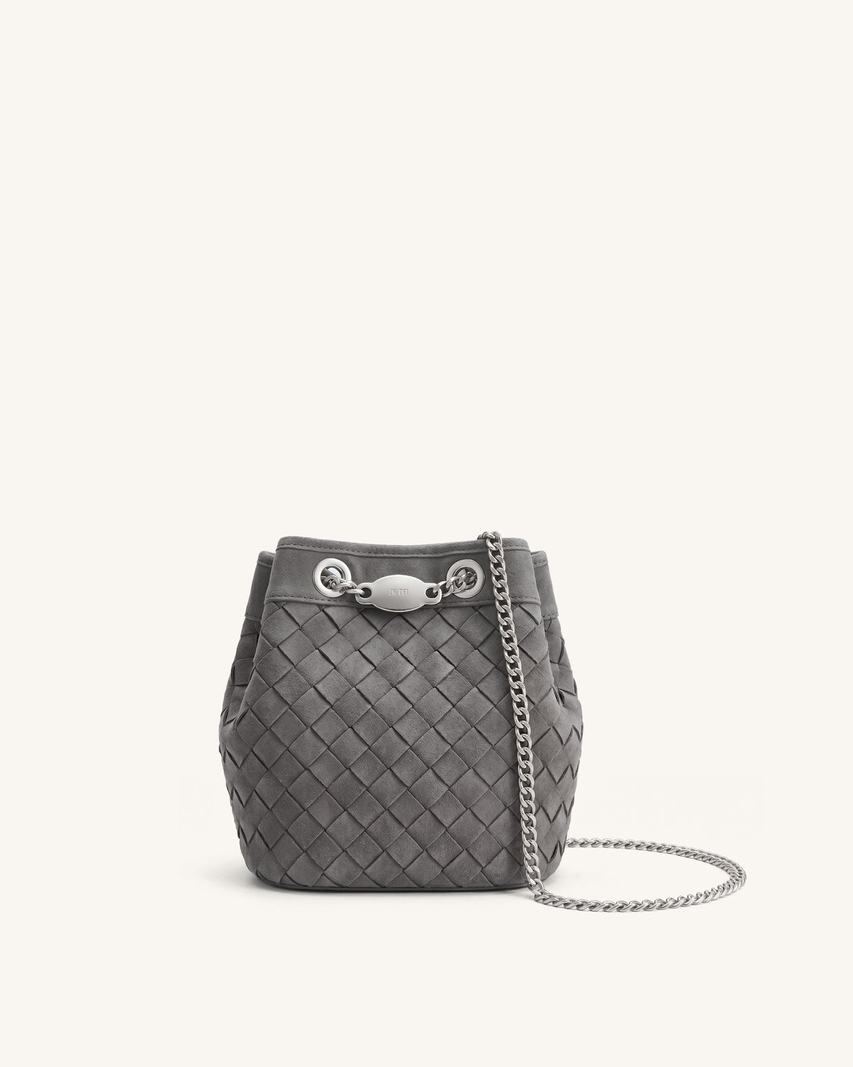 JWPE - Yara Faux Suede Hand-Woven Bucket Bag - Dark Grey