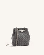 JWPE - Yara Faux Suede Hand-Woven Bucket Bag - Dark Grey