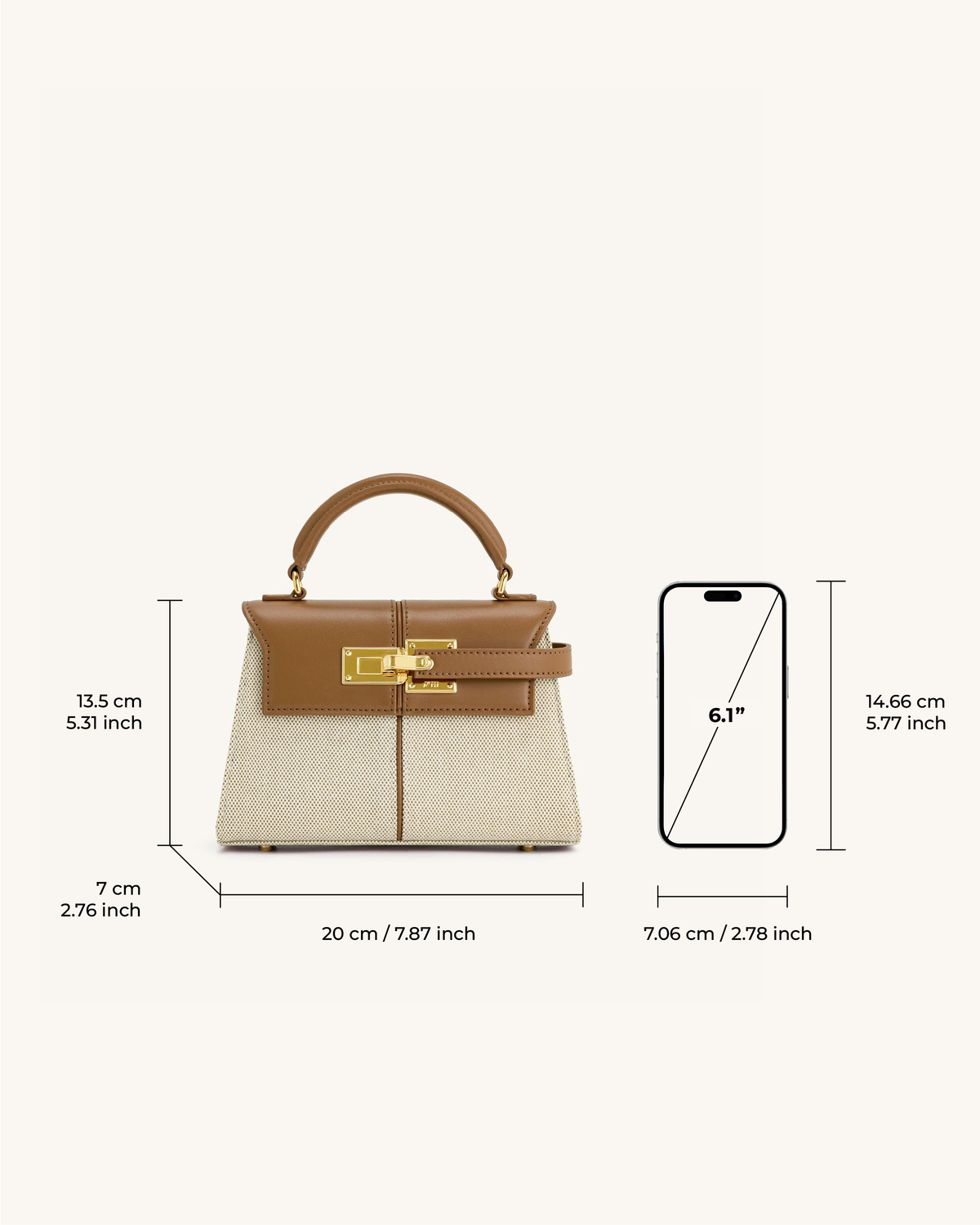 JWPE - Elise Top Handle Bag - Brown Canvas