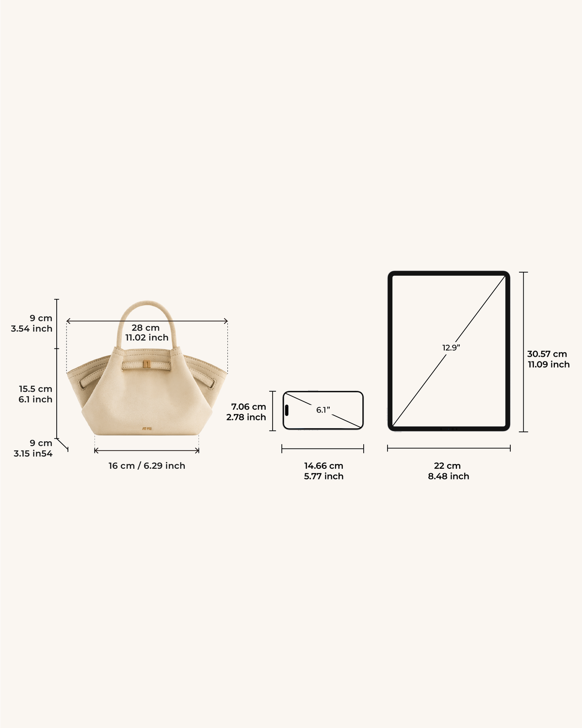 JWPE - Hana Mini Faux Suede Tote Bag - Off White
