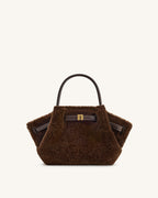 JWPE - Hana Mini Faux Fur Tote Bag - Dark Brown