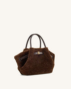 JWPE - Hana Mini Faux Fur Tote Bag - Dark Brown
