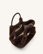 JWPE - Hana Mini Faux Fur Tote Bag - Dark Brown