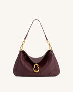 JWPE - Jayla Metal Pendant Embellished Shoulder Bag - Deep Burgundy