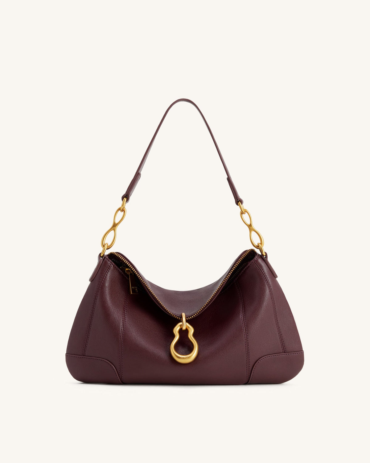 JWPE - Jayla Metal Pendant Embellished Shoulder Bag - Deep Burgundy