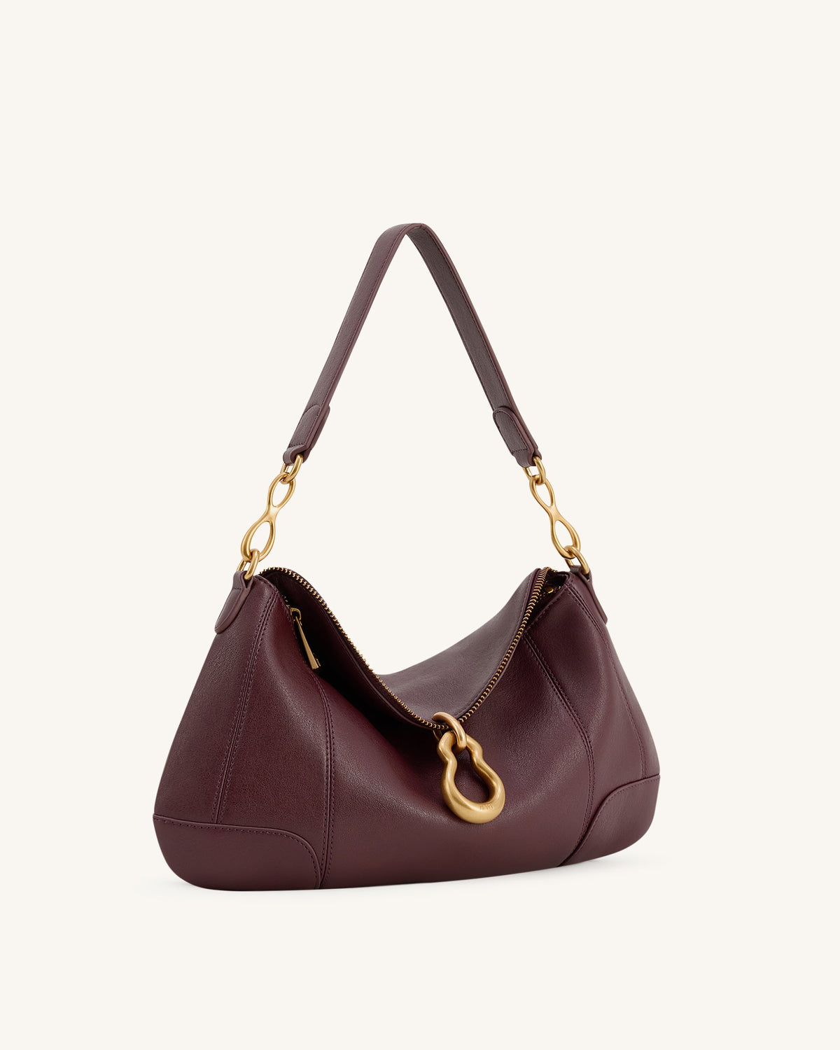 JWPE - Jayla Metal Pendant Embellished Shoulder Bag - Deep Burgundy