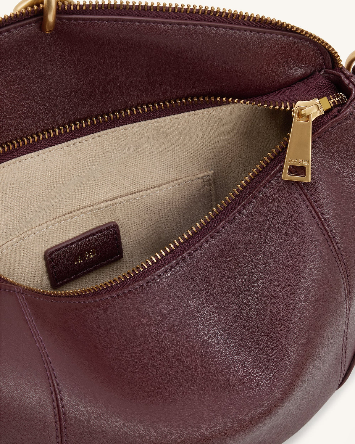 JWPE - Jayla Metal Pendant Embellished Shoulder Bag - Deep Burgundy