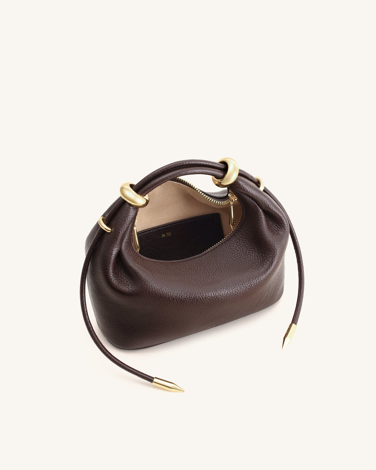 JWPE - Ellie Metal Ring Embellished Top Handle Bag - Dark Brown