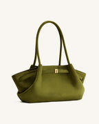 JWPE - Hana Wide Faux Suede Tote Bag - Olive Green