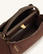 JWPE - Carmen Faux Suede Top Handle Bag - Dark Brown