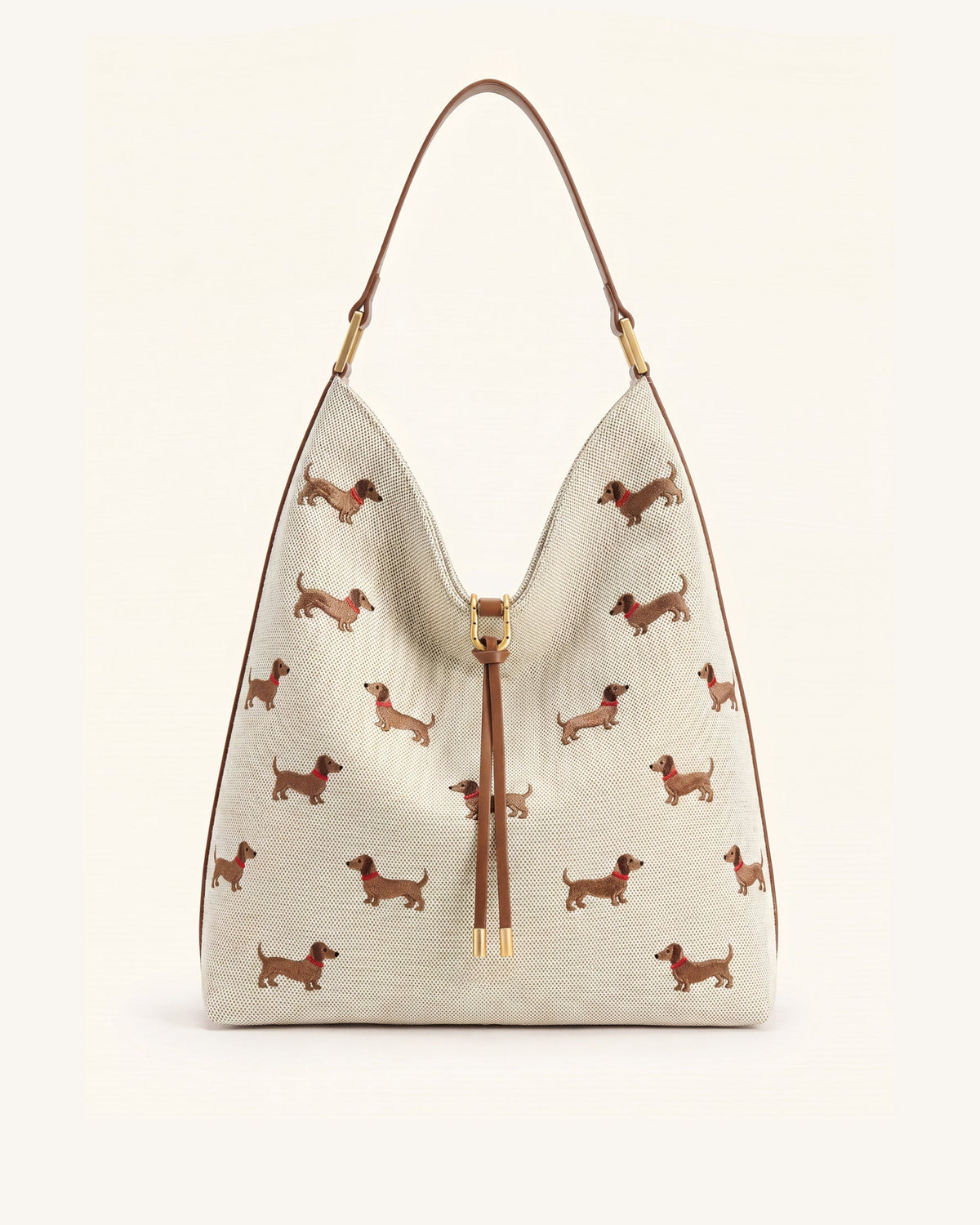 JWPE - Aria Dog Embroidered Shoulder Bag - Caramel Brown