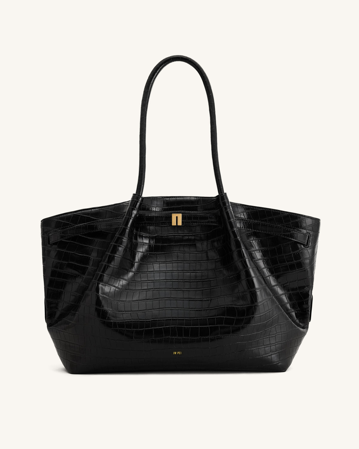 JWPE - Hana Large Tote Bag - Black Croc