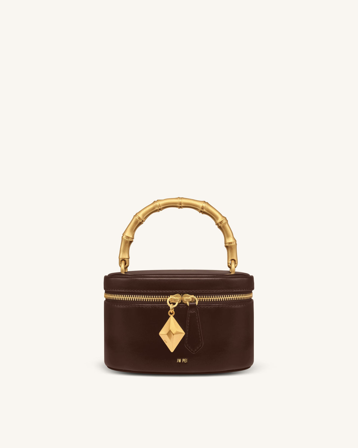 JWPE - Natalie Metal Geometric Pendant Handle Bag - Dark Brown