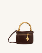 JWPE - Natalie Metal Geometric Pendant Handle Bag - Dark Brown