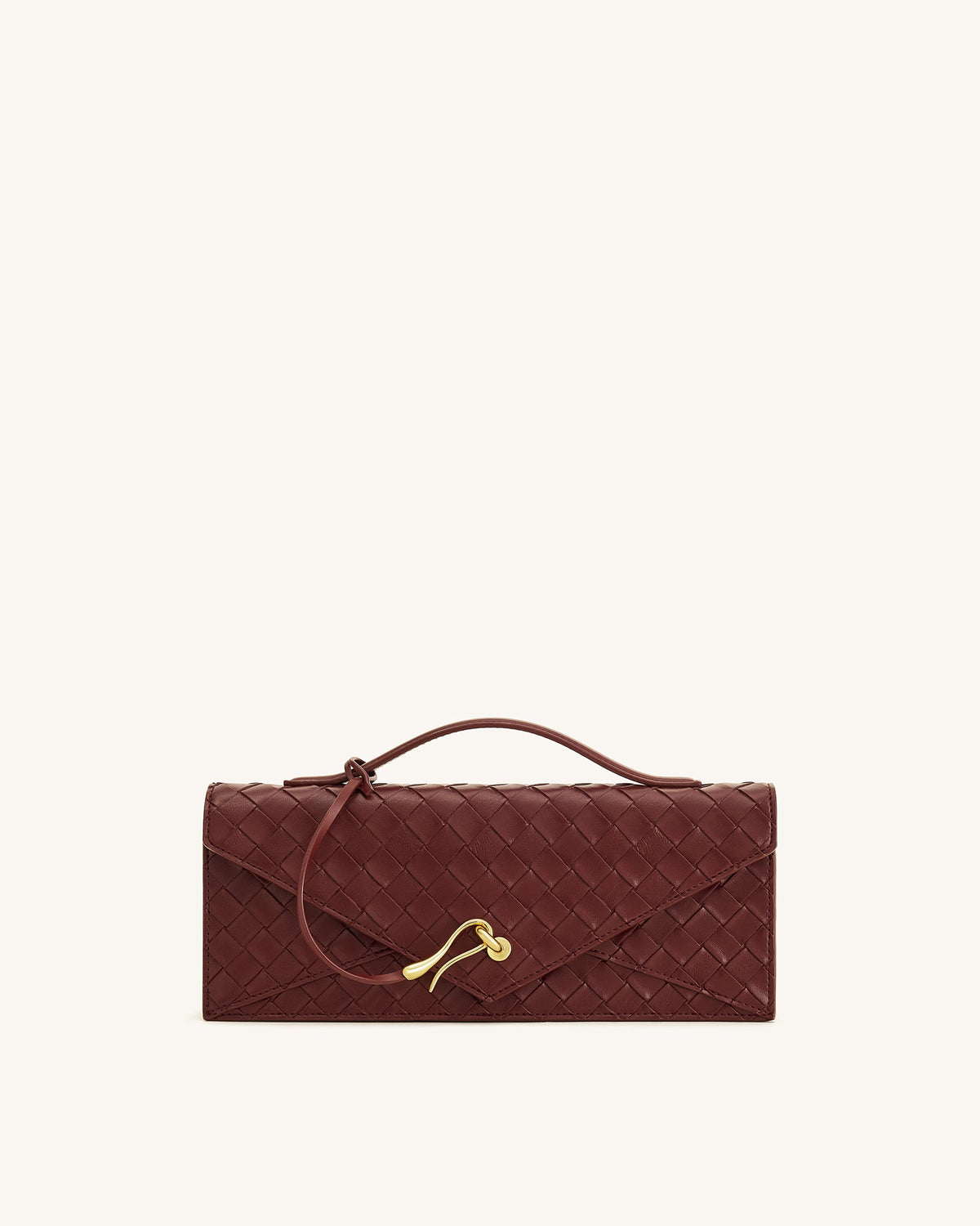 JWPE - Celeste Woven Textured Envelope Top Handle Bag - Burgundy