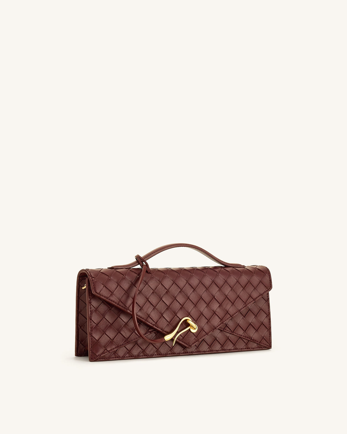 JWPE - Celeste Woven Textured Envelope Top Handle Bag - Burgundy