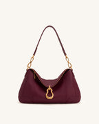 JWPE - Jayla Metal Pendant Embellished Shoulder Bag - Burgundy