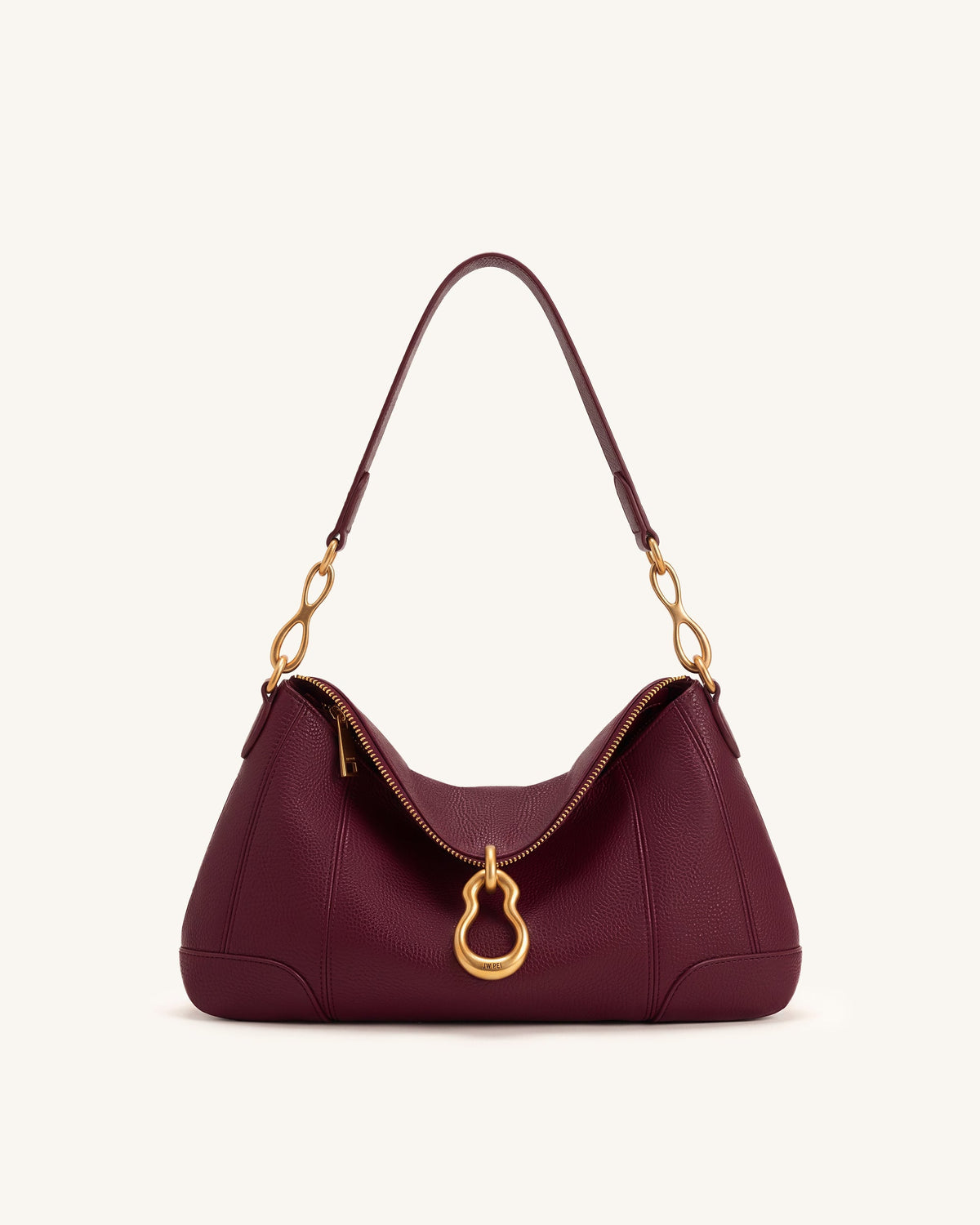 JWPE - Jayla Metal Pendant Embellished Shoulder Bag - Burgundy