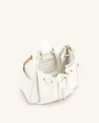 JWPE - Rowan Ruched Drawstring Chain Bucket Bag - Ivory