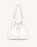 JWPE - Rowan Ruched Drawstring Chain Bucket Bag - Ivory